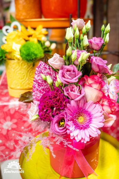 Splendide compos florales dans des tons roses.